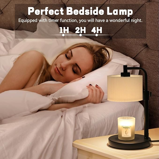 Candle Warmer Lamp with Timer, Candle Wax Warmer Adjustable Height Candle Lamp Warmer for Jar Candles, House Warming Gifts Home Decor Gifts for Women (Black-Upgrade)