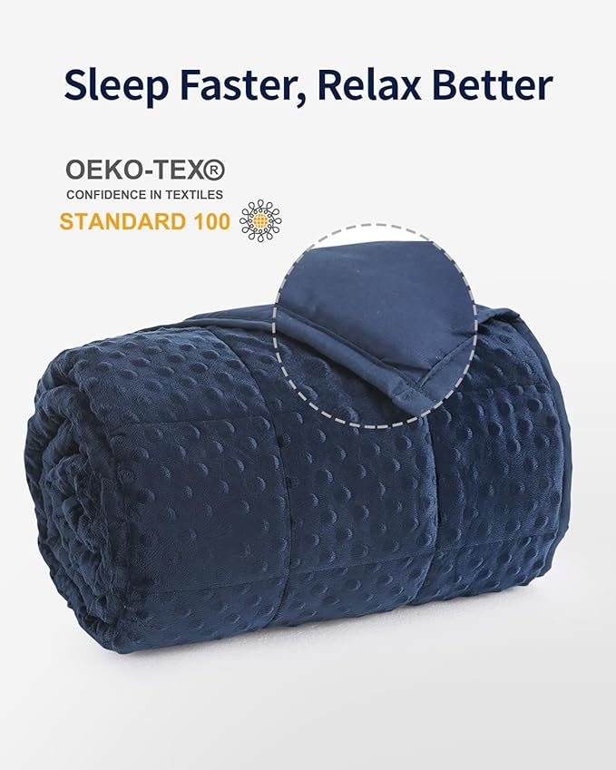 Mr. Sandman Weighted Blanket for Adults, Minky Heavy Blanket for Woman,Man Sleeping/Calm, Soft and Cozy Weighted Throw Blankets, Machine Washable, 80 x 87in, 20 lbs, Navy Blue