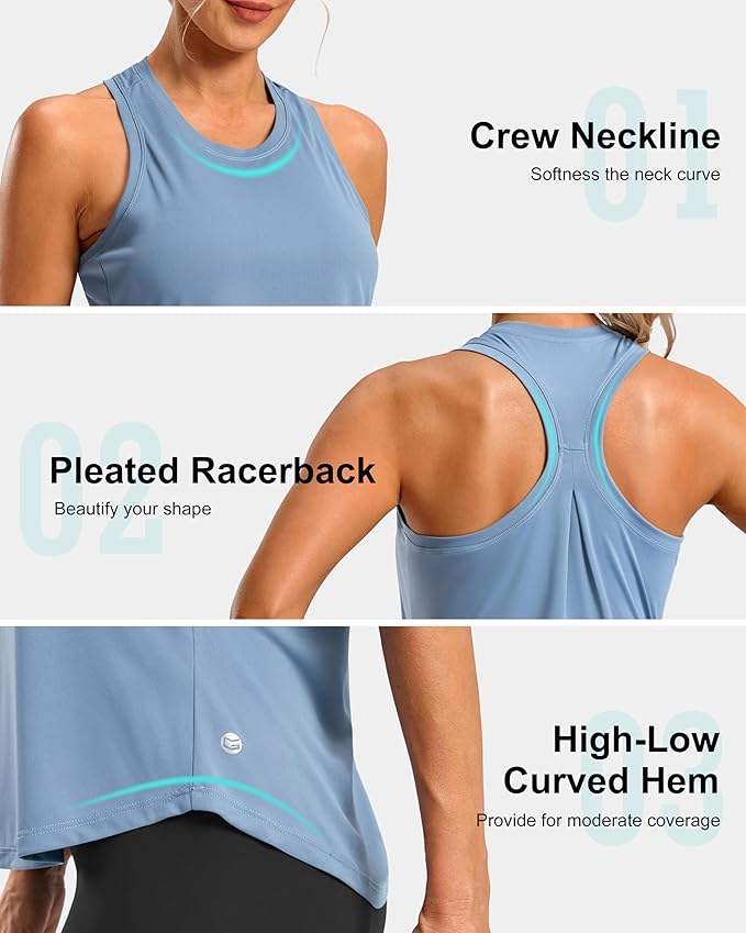 G Gradual Women's Workout Tank Tops Racerback Athletic Yoga Tops Loose Fit Sleeveless Running Gym Sports Shirts for Women