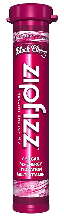 Zipfizz Energy Drink Mix, Electrolyte Hydration Powder with B12 and Multi Vitamin, Black Cherry, 20 Count (Pack of 2)