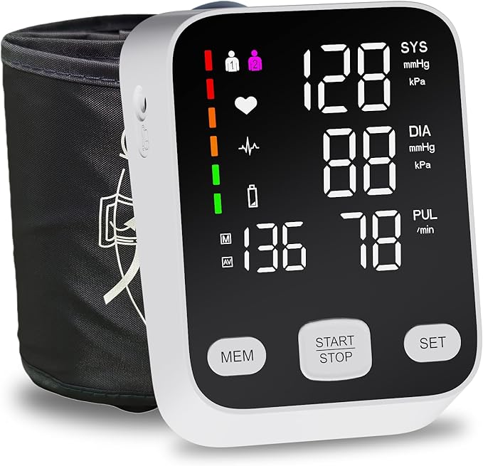 Upper Arm Electronic Blood Pressure Monitor, 6-Inch Extra Large Backlit Display, One-Button Operation, 2 Users availableOne, Pulse Rate Detection, Blood Pressure Monitors for Home Use