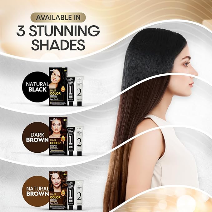 Herbishh Rapid Infusion Hair Color Cream – 3N Dark Brown Hair Dye Permanent One Minute with Comb Applicator, Hair Color for Gray Hair Coverage, Ammonia-Free, Patented Korean Technology, 2.03 fl. Oz