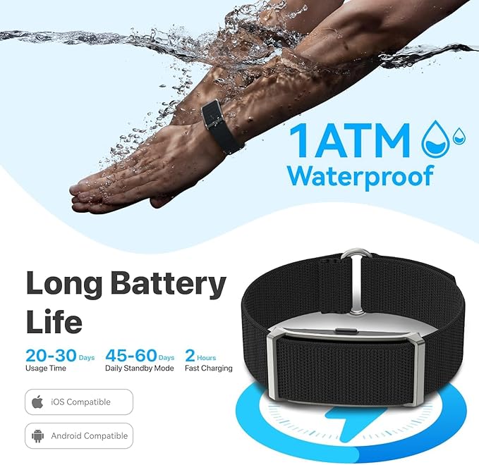 Smart Health Wristband for Women & Men - Activity Fitness Trackers Wearable Blood Pressure Monitor with Heart Rate and Sleep, Step Counter & Calories Tracker, IP68 Waterproof 173 Sport Modes Black