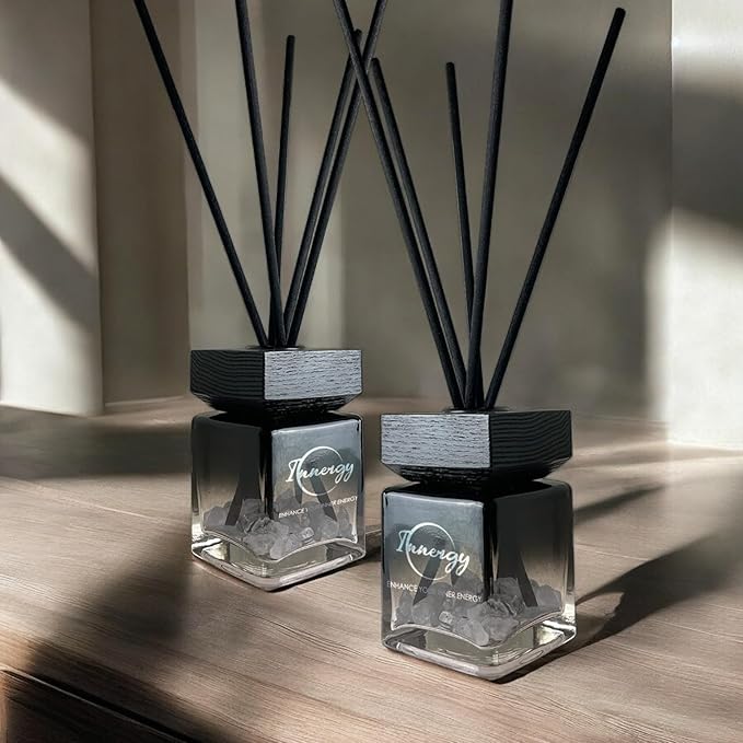 Innergy Aries Zodiac Crystal-Infused Reed Diffuser – 100ml Aromatherapy Essential Oil Diffuser for Home – Long-Lasting Scent, Natural Crystal Energy for Relaxation & Balance