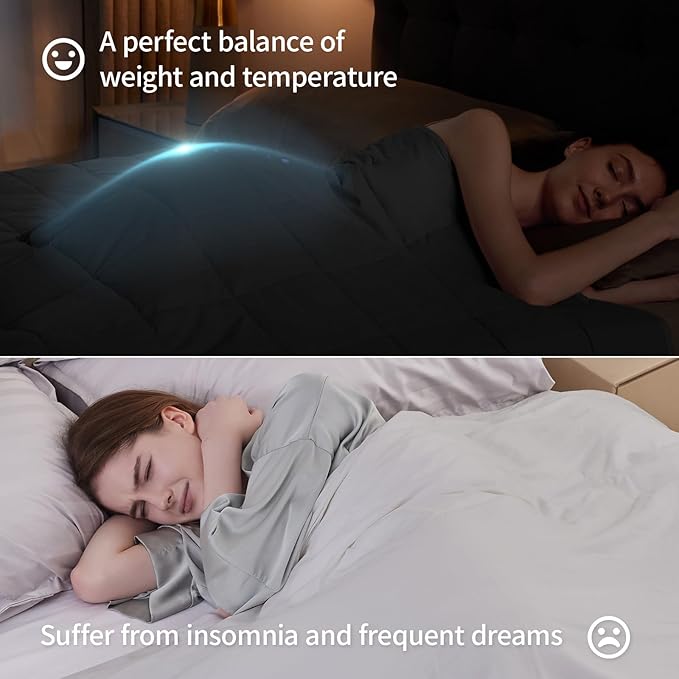Weighted Blanket Queen/King Size (80"x87" 20lbs),Ultra Soft and Cozy Cooling Weighted Blanket for Adult,Heavy Blanket with Machine Washable Soft Blanket, Black