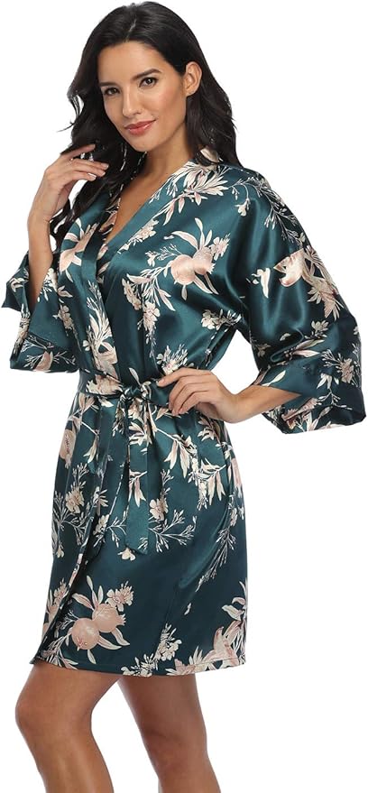 Women's Pure Short Silky Robes Bridesmaid Bride Party Satin Robes Sleepwear