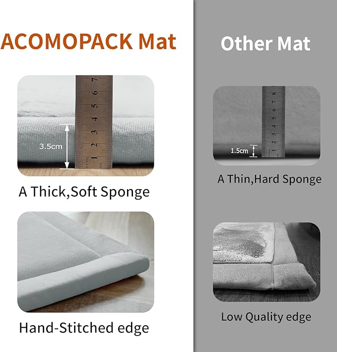 ACOMOPACK Baby Play Mat for Floor,1.3" Thick Memory Foam Area Rug for Living Room,Soft Velvet Crawling with Non-Slip Bottom for Kid,Toddler,59"×71" Tummy Time Nursery Rugs,Yoga(Light Grey)