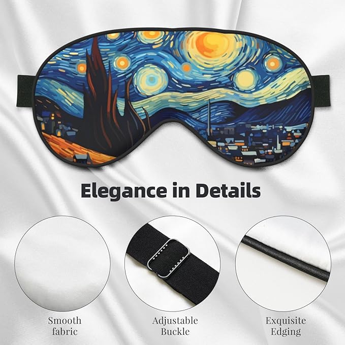 Sleep Eye Mask The Starry Night Village Sleep Mask for Women Men Comfortable Eye Mask with Adjustable Strap Soft Eye Cover Blindfold for Travel Yoga Nap Shift Work