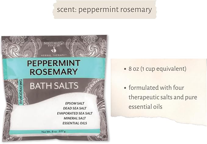 3-Pack Aromatherapy Bath Salts Gift Set. Variety Pack of Soothing Touch Bath Salts: Eucalyptus Spruce, Cedar Sage, Peppermint Rosemary (8 oz each) Bundle Includes Cotton Pouch & Loofah Exfoliating Pad