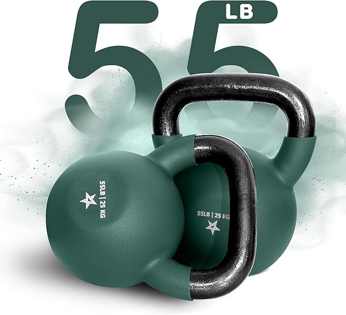 Yes4All Kettlebell, 5-65 LB Neoprene Coated Cast Iron Kettlebells, Wide Grip Handle & Flat Bottom for Swings, Squats, Deadlifts, Push Ups & Full Body Training at Home Gym - Single & Set