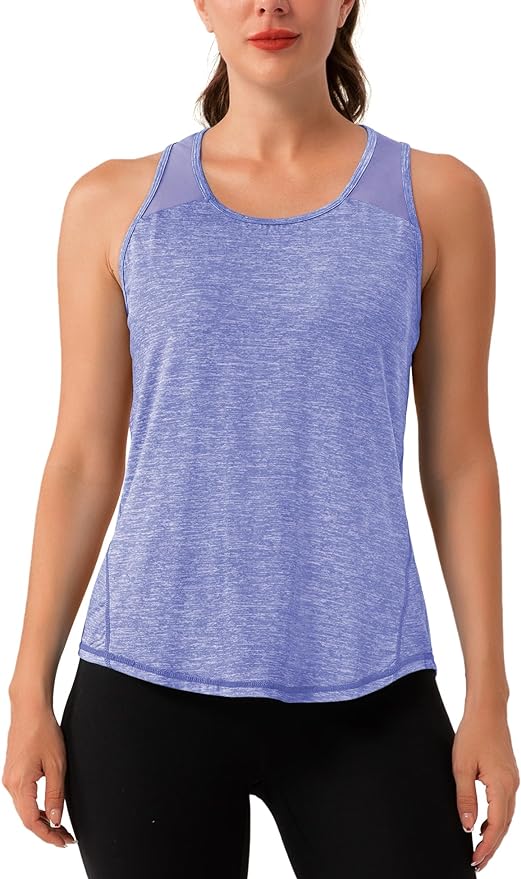Aeuui Womens Workout Tops Sleeveless Racerback Tank Tops Mesh Yoga Athletic Running Shirts Gym Clothes for Women