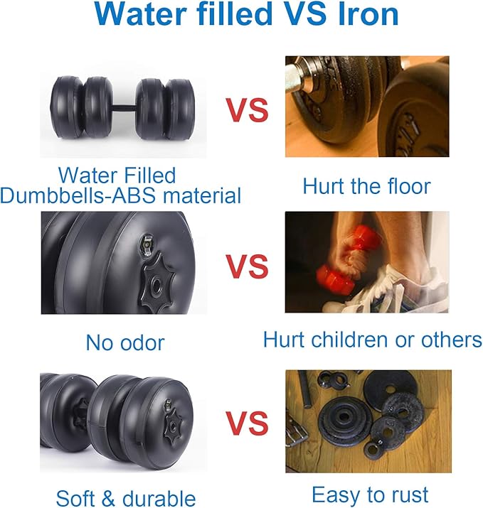 Water Filled Dumbbells Set - Water Filled Weights - Portable Travel Weights - Weights Adjustable Dumbbells - Portable Fitness Equipment - Strength Training - Fitness and Shaping