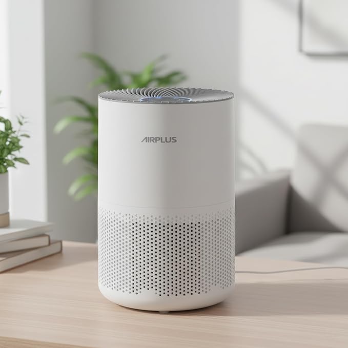 AIRPLUS Air Purifier for Home Bedroom, Covers Up to 1073 ft² by 25W High Torque Motor, 3-in-1 Washable Filter with HEPA Sleep Mode, Cleaner 99.9%, Auto Mode, Child Lock, White