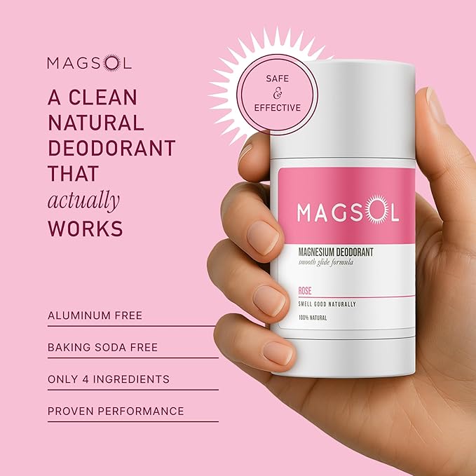 MAGSOL Natural Deodorant for Women & Men | Aluminum Free Deodorant | Gentle on Skin with Sweet Almond Oil & Beeswax | Baking Soda Free | Paraben & Pthalate Free | Rose
