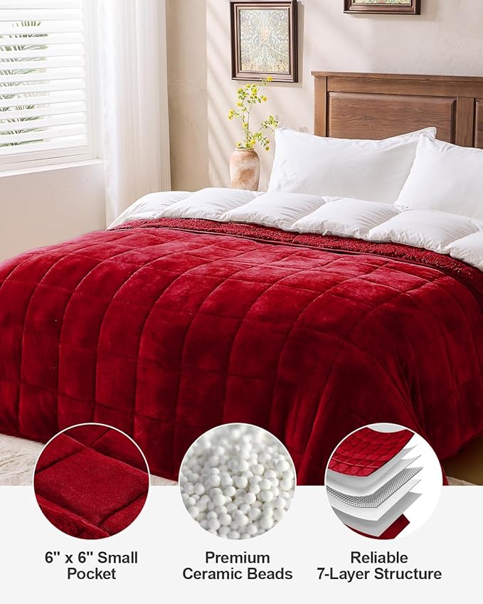 Super Fuzzy Soft Sherpa Fleece Weighted Blanket, 15 lbs Dual Sided Fluffy Heavy Weighted Blankets for Adults - No Bunching with Double Layers of Soft Inner Lining (60"x 80", 15 Pounds)