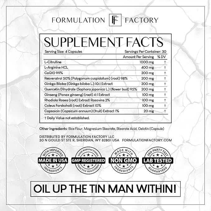 Heart of Steel: 10-in-1 Metabolic Maximizer Nitric Oxide Supplement, Blood Pressure Support, L Arginine, L Citrulline Natural Pre-Workout: Energy Management 240 Count (2 Pack)