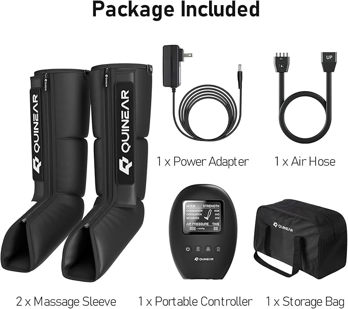 QUINEAR Leg Recovery System for Athletes, Recovery Boots, Leg Compression Massager for Circulation and Pain Relief - Time Adjustable(FSA or HSA Approved)