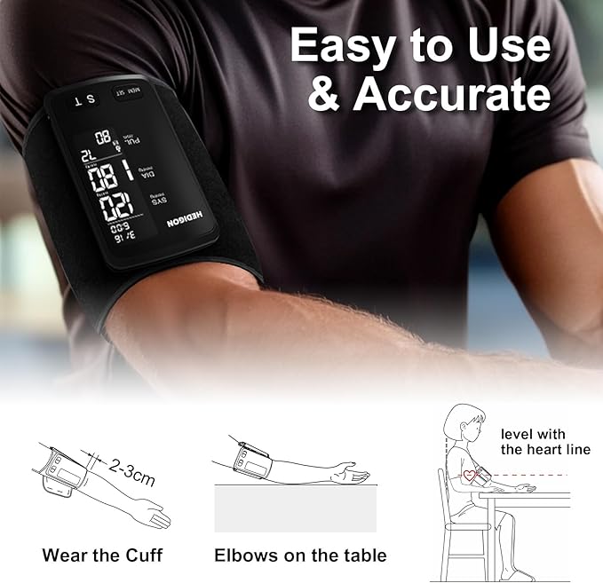 Upper Arm One-Piece Design Blood Pressure Monitor 9″ to 17″ Large with Digital Blood Pressure Cuff Portable for Home use (Built-in Lithium Battery) Rechargeable