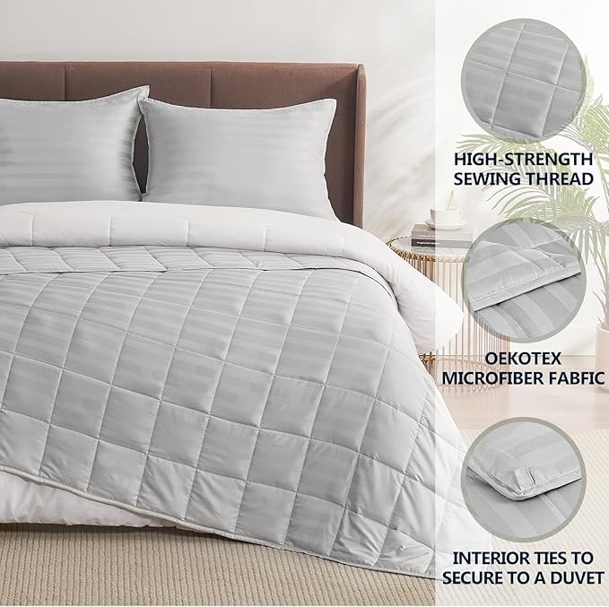 Weighted Blanket Twin Size (48"x72" 15lbs),Ultra Soft and Cozy Cooling Weighted Blanket Twin Size for Adult,Heavy Blanket with Machine Washable Soft Blanket, Light Grey