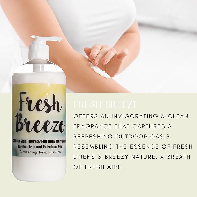 The Lotion Company 24 Hour Skin Therapy Lotion – Full Body Moisturizer with Aloe Vera – Paraben Free, Made in USA – Fresh Breeze Fragrance – 16 oz