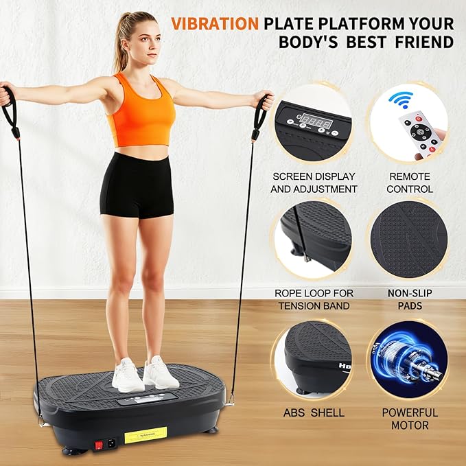 Homesy Vibration Plate Exercise Machine, Vibrating Plate for Lymphatic Drainage, Full Body Shake Platform Board for Home Fitness and Fat Burning, Sport Gym Equipment for Women Men