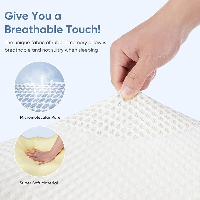 DUMOS Cervical Neck Pillow, Memory Foam Contour Pillow with Arm Rest Slot and Soft Breathable Pillowcase, Ergonomic Dual-Height Orthopedic Support for Side, Back, and Stomach Sleepers, White