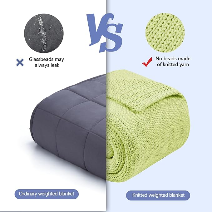 L'AGRATY Knitted Weighted Blanket - 48"x72" 20lbs Cooling Chunky Knit Heavy Blanket for Adults Braided Crochet Throw Thick Cable Yarn Knit Decorative No Beads Evenly Weighted Machine Washable