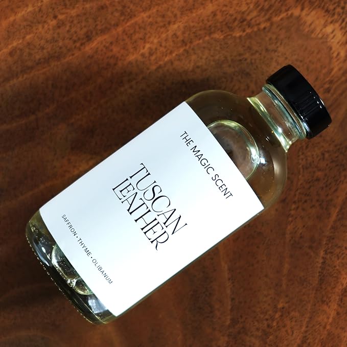 The Magic Scent Tuscan Leather Diffuser Oil - Hotel & Home Luxury Scents - Diffuser Oil Scents for Home Designed for Use in All Diffusers - 8.5 fl oz, 250 mL