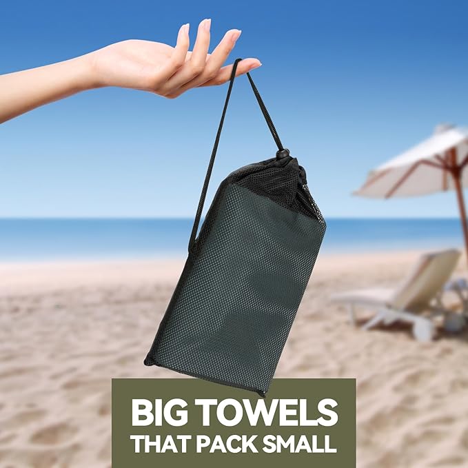 Microfiber Beach Towel-Perfect for Travel, Sports, Camping, Swimming, Yoga, Gym- Quick Dry, Sand Free, Compact, Lightweight, Absorbent (Grey,Medium(130x70cm, 51x27”))