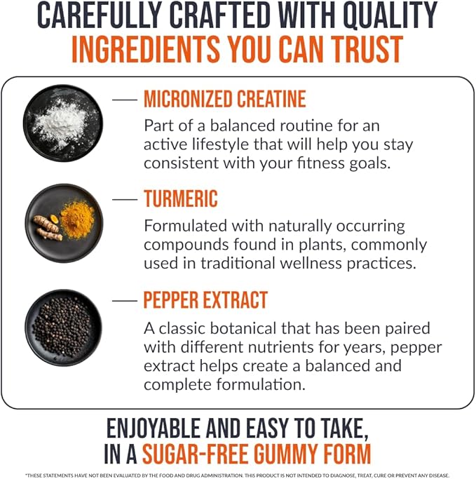 EcoWise Wellness 2 Pack Creatine Monohydrate Gummies 5000 mg, Fresh Strawberry Flavor, 120 Sugar-Free Vegan Chews, Creatine Supplement for Daily Routine