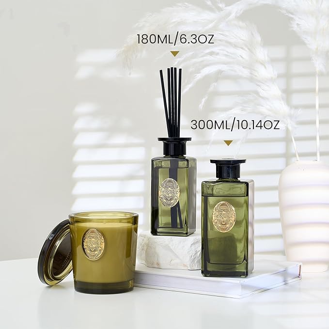 M&SENSE 6.3 oz Large Reed Diffuser Set | Lime Basil Scent Oil Diffuser with Sticks | Hotel Collection Non-Toxic Essential Oil |for Bedroom Bathroom Living Room
