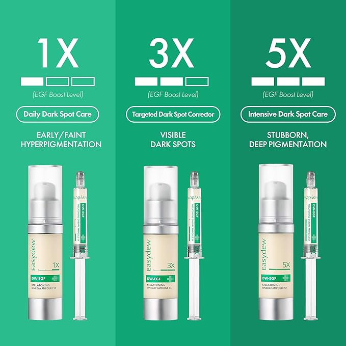 Easydew DW-EGF Melatoning Ampoule 1X - Hydrating Dark Spot Serum with Niacinamide & Glutathione for Uneven Skin - Fast Absorbing Day & Night Ampoule Korean Skin Care (Bottle 1.01 fl oz, EGF 1X)