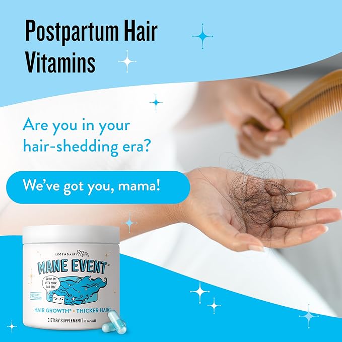 Hair Growth Vitamins for Women - Biotin for Hair Growth with Collagen & Lustriva, Products & Supplements for Thinning, Thicker, Fuller, Stronger Skin & Nails, Legendairy Milk Mane Event™