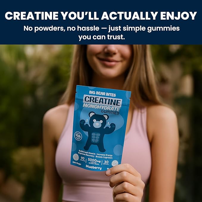 Creatine Monohydrate Gummies for Men & Women | 5000mg of Creatine Gummies per Serving | Sugar, Gluten Free & Halal | Pack of 90 for Pre Workout & Muscle Recovery | Blueberry Flavor