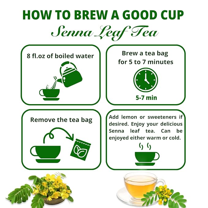 VIDA FARM Premium Senna Tea for Constipation - 125 Tea Bags - 100% Natural Senna Leaves, Non-GMO, Caffeine Free