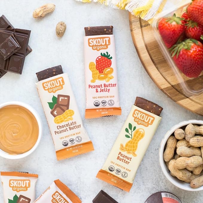 Skout Organic Plant-Based Protein Bars Variety Pack (12 Pack) 3 Flavors - 10g Protein - Vegan Protein Bars - Only 6 Ingredients Or Less - Easy Snack - Gluten, Dairy, Grain & Soy Free