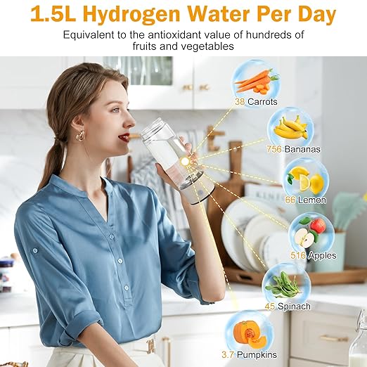 2025 Upgrade Hydrogen Water Bottle, Hydrogen Water Generator with Advanced SPE PEM Technology, 420ml(14OZ) Hydro Water Machine, Portable Water Ionizer for Office, Travel, Fitness & Everyday Hydration