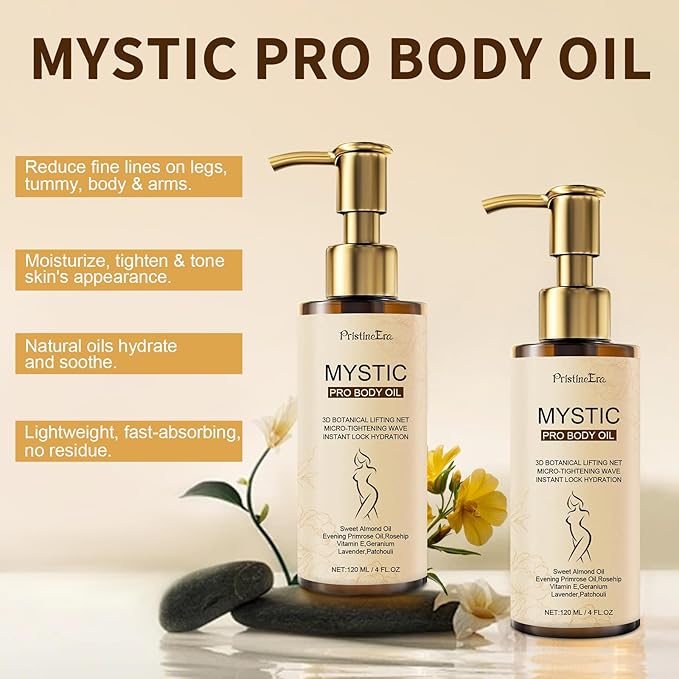 Mystic Body Firming Oil Deep Lasting Hydration and Firming Skin for Full Body Skin Tightening Magic Body Oil After Shower 4.23 fl oz (Fragance free)