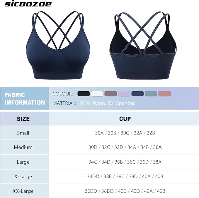 Women's Cross Back Sports Bra Padded Strappy Medium Support Yoga Bra for Workout Fitness 3 Pack