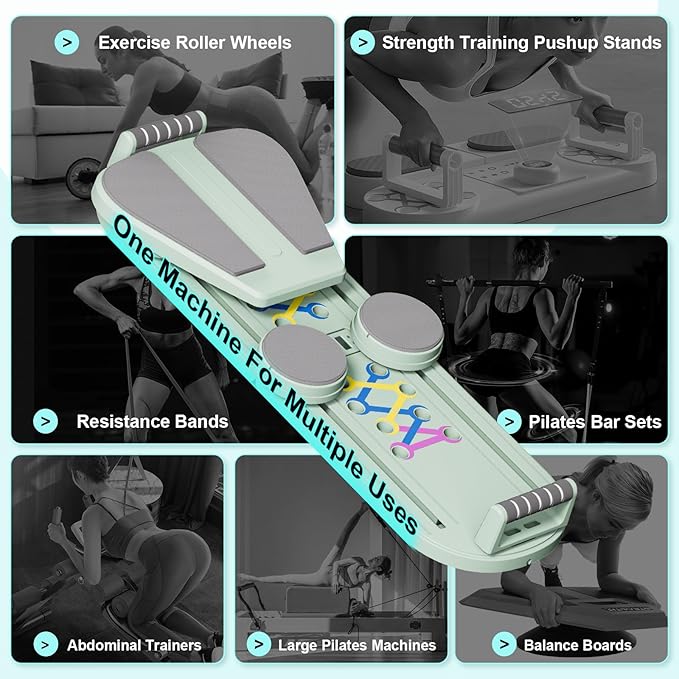 Pilates Reformer Set - Foldable Sliding Reformer, Pilates Board for Home Workout, Portable Abdominal Core Trainer Pilates Reformer Board - Full Body Workout Equipment for Home
