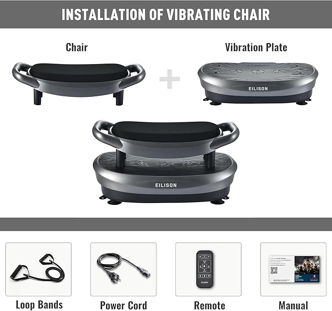 EILISON FITABS 3D Vibration Plate Exercise Machine with Seat - Ocsillation, Pulsation + Vibration Platform, Push Up | Vibration Machine for Lymphatic Drainage, Weight Loss, Recovery