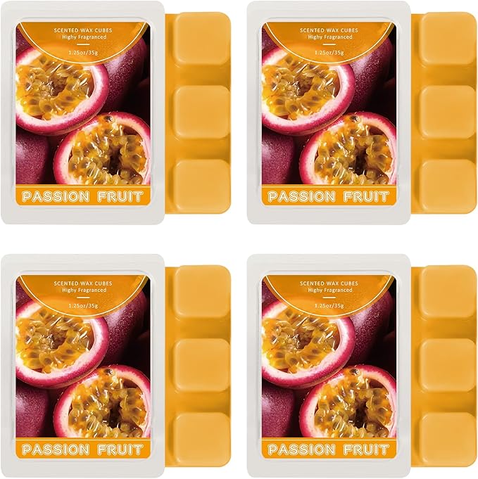 SCENTORINI Wax Melts, Passion Fruit Fragrance Wax Cubes, Soy Wax Melts, Long-Lasting Scented Wax Melts for Warmer, 4 Pack