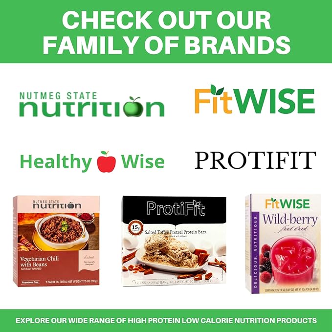FITWISE - High Protein Layer Bars, 15g Protein, Low Calorie, Low Fat, Low Cholesterol, Aspartame Free, Vegetarian Breakfast Snack Bar, 7 Servings Per Box (Peanut Butter)