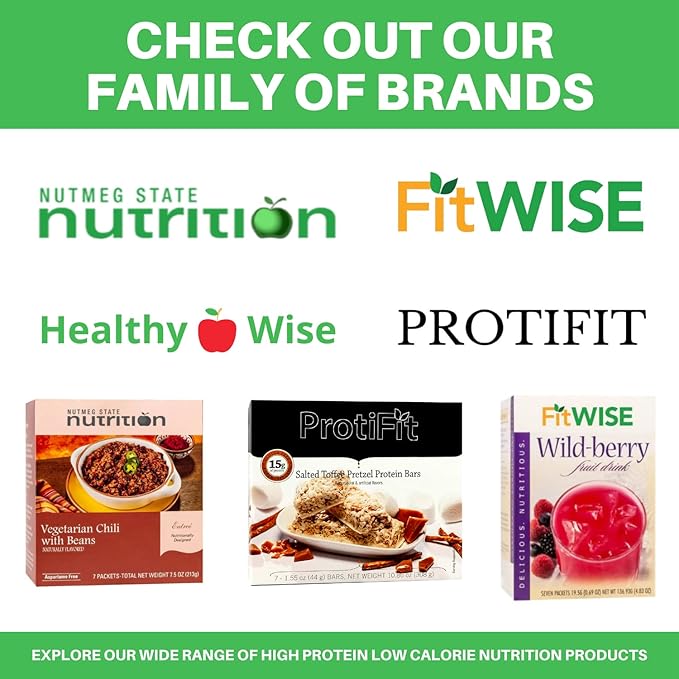 FITWISE - High Protein Layer Bars, 15g Protein, Low Calorie, Low Fat, Low Cholesterol, Aspartame Free, Vegetarian Breakfast Snack Bar, 7 Servings Per Box (Caramel Crunch)