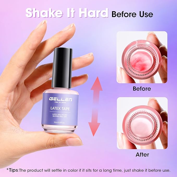 Gellen Gel Nail Polish Remover, 2-Pack Professional Quick Gel Remover for Nails 3-5 Minutes, Liquid Latex for Nails Pink, Safe & Easy Nail Polish Removal, No Need for Foil Soaking, Gifts for Women