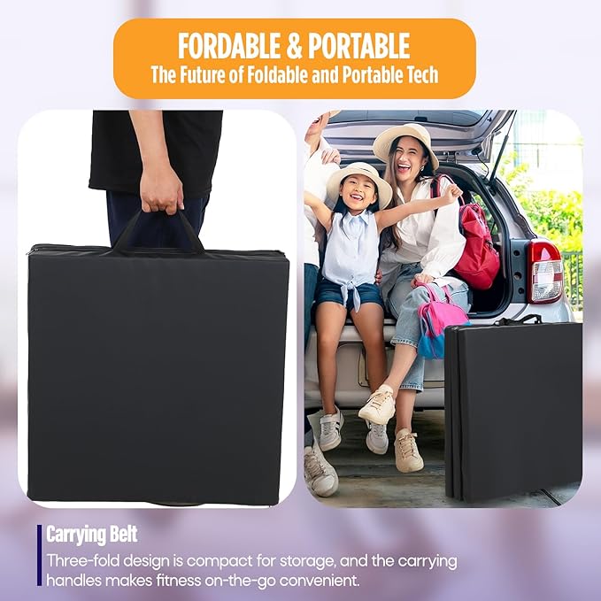 Gymnastics Mats Foldable Tumbling Mats Portable Gymnastics Exercise Mat 2'x6'/2.5'x6.4'/4'x6'/4'x8'/4'x10'/ Gymnastics Tumbling Mats Pad Home Exercise Panel Mat With Carrying Handles