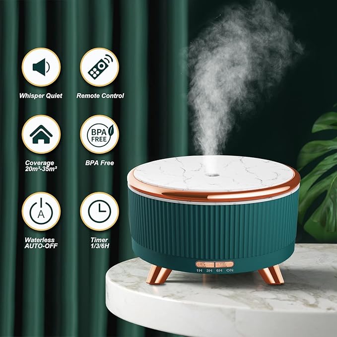 Diffusers for Essential Oils Large Room, 500ml Aromatherapy Diffuser Cool Mist Humidifier with Remote Control,7 Colors Lights & 3 Mist Mode Waterless Auto Off for Women Spa Decor Office Home