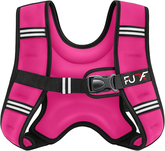 FUFF Weighted Vest Woman, 5/10/12/15/20/25/30 LB Womens Weight Vest for Walking, Strength Training Weight Vests for Female Men, Reflective Stripe Fitness Body Vest for Workout Running Jogging