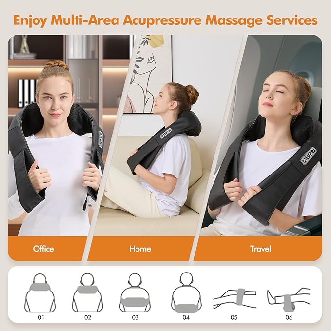 Neck and Shoulder Massager for Shoulder Massage and Neck Massage, Shiatsu Neck Massager with Heat, Shiatsu Back Massager for Office & Home Use, Birthday Gifts for Him Her (Parents/Friends)