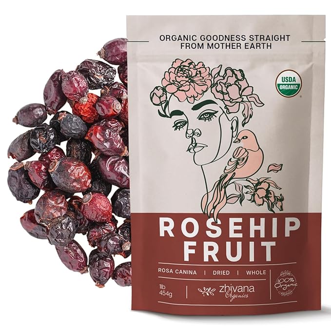 Organic Rose hips Dried Whole (16oz.) โ Rosehip Fruit Tea Loose (Rosa Canina) โ Source of Vitamin C from Food โ European Origin